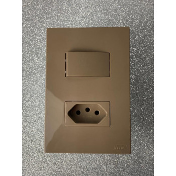 Conjunto 1 Interruptor Paralelo + 1 Tomada 20A 4x2 - RECTA FENDI GLOSS